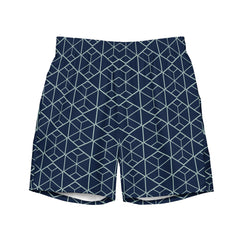 Tessellated Hexagon Geometric Men’s Recycled Swim Trunks with pockets