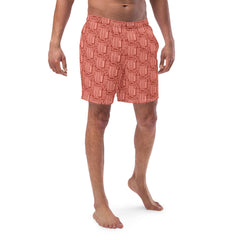 Carmine Abstract Pattern Men’s Recycled Swim Trunks With Pockets
