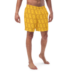 Buttercup Half Circle Pattern Men’s Recycled Swim Trunks with Pockets