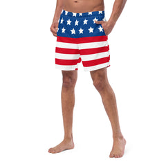 American Flag Design Men’s Recycled Swim Trunks With Pockets