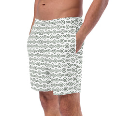 Geometric Dotted Pattern Men’s Recycled Swim Trunks With Pockets