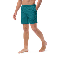 Geometric SemiCircle Pattern Men’s Recycled Swim Trunks With Pockets