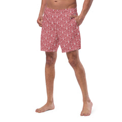 Geometric Hexagon Pattern Men’s Recycled Swim Trunks with pockets