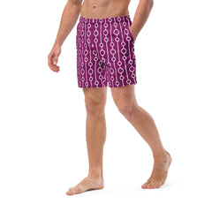 Circles and Lines Purple Men’s Recycled Swim Trunks with pockets