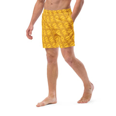 Buttercup Half Circle Pattern Men’s Recycled Swim Trunks with Pockets