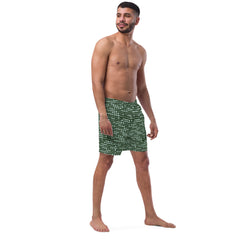 Green Dotted Lines Men’s Recycled Swim Trunks With Trunks