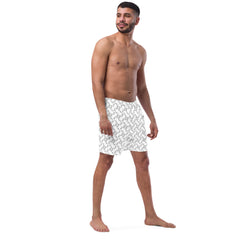 Bent Branch Pattern Men’s Recycled Swim Trunks With Pockets