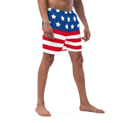 American Flag Design Men’s Recycled Swim Trunks With Pockets