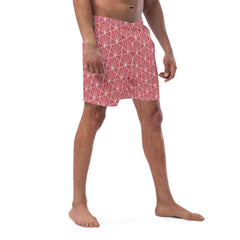 Geometric Hexagon Pattern Men’s Recycled Swim Trunks with pockets