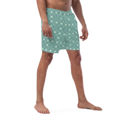Concentric Circle Pattern Men’s Recycled Swim Trunks with pockets