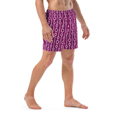 Circles and Lines Purple Men’s Recycled Swim Trunks with pockets