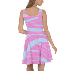 Sleeveless Skater Dress in pink with Abstract Design