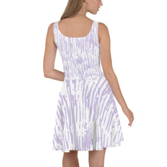 Sleeveless Skater Dress With Abstract Purple Design
