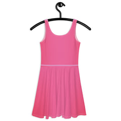Pink UPF 50+ Hand-Sewn Skater Dress in Polyester-Spandex