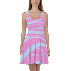 Sleeveless Skater Dress in pink with Abstract Design