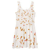 Sleeveless Skater Dress: Dazzle In Leaves Design