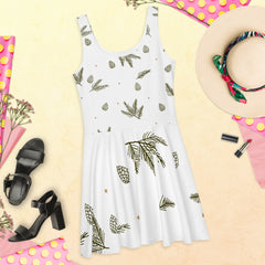 Sleeveless Skater Dress: Dazzle In Pinecones Design