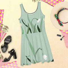 Sleeveless Skater Dress: Dazzle In Spring flowers Design