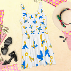 Sleeveless Skater Dress: Dazzle In Nightingales Design