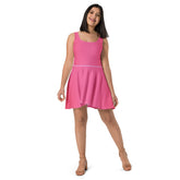 Pink UPF 50+ Hand-Sewn Skater Dress in Polyester-Spandex