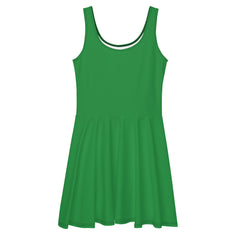 UPF 50+ Sea Green Skater Dress, Hand-Sewn with Elastic Waistline in Polyester-Spandex Blend