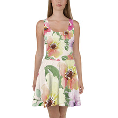 Tropical Sleeveless Skater Dress: UPF50+, Elastic & Flared
