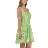 Sleeveless Skater Dress: Dazzle In Green Palm Dots Abstract Design