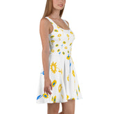 Sleeveless Skater Dress: Dazzle In Sunflower Design