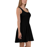 UPF 50+ Black Skater Dress, Hand-Sewn in Polyester-Spandex Blend