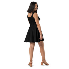 UPF 50+ Black Skater Dress, Hand-Sewn in Polyester-Spandex Blend