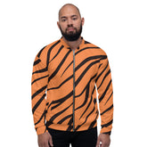 Tiger Pattern Unisex Bomber Jacket Hand-Sewn, And Oeko- Tex 100 Certified