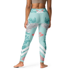 Premium Raised Waistband Yoga Leggings With Swan Pattern