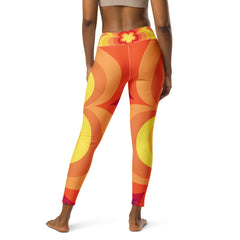 Premium Raised waistband Yoga Leggings With Sunny Flower Pattern