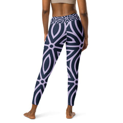 Premium Yoga Leggings With Blue Abstract Pattern