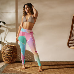 Premium Raised waistband Yoga Leggings With Glass Pattern