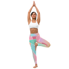 Premium Raised waistband Yoga Leggings With Glass Pattern