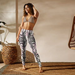 Premium Raised Waistband Yoga Leggings With Snake Pattern