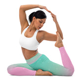 Premium Raised waistband Yoga Leggings With Semi-Circle Two-Color Design