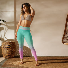Premium Raised waistband Yoga Leggings With Semi-Circle Two-Color Design
