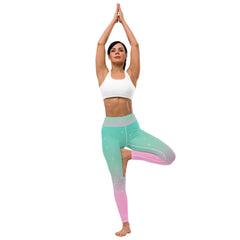 Premium Raised waistband Yoga Leggings With Semi-Circle Two-Color Design