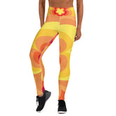 Premium Raised waistband Yoga Leggings With Sunny Flower Pattern
