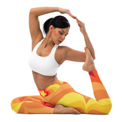 Premium Raised waistband Yoga Leggings With Sunny Flower Pattern