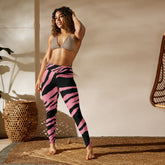 Premium Raised Waistband Yoga Leggings With Pink Tiger Pattern