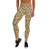 Premium Raised waistband Yoga Leggings With Leopard Brown Pattern