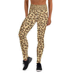 Premium Raised waistband Yoga Leggings With Leopard Brown Pattern