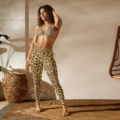 Premium Raised waistband Yoga Leggings With Leopard Brown Pattern