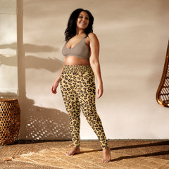 Premium Raised waistband Yoga Leggings With Leopard Brown Pattern
