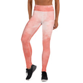 Premium Raised waistband Yoga Leggings With Watercolor Coral Pattern