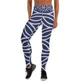Premium Yoga Leggings With Blue Abstract Pattern
