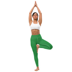 Premium Sea Green Yoga Leggings Raised waistband